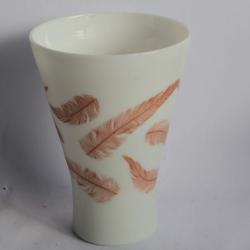 Vase opaline émaillée Plumes Vallerysthal Portieux