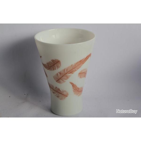 Vase opaline �maill�e Plumes Vallerysthal Portieux