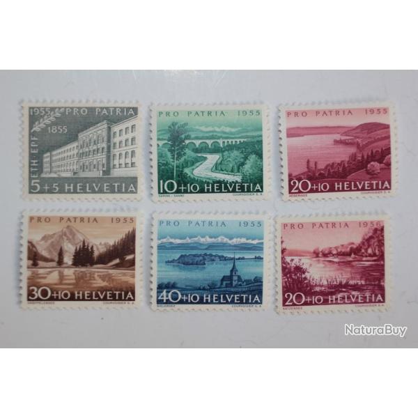 S�rie Timbres Suisse Pro Patria Polytech et lacs 1955 neufs