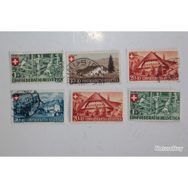 S�rie Timbres Suisse Pro Patria  m�tiers et maisons suisses 1945 obl