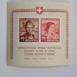 Bloc Timbres Suisse Pro Juventute secours d'hiver 1941 neuf