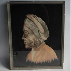 Broderie soie Portrait Indochine