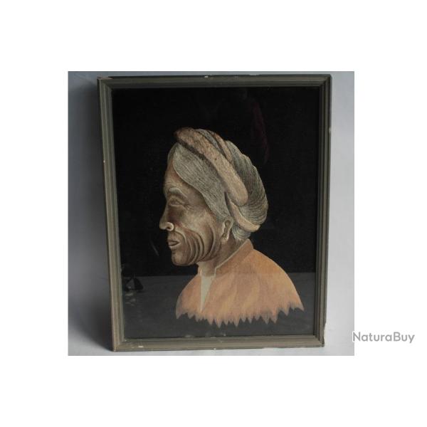 Broderie soie Portrait Indochine