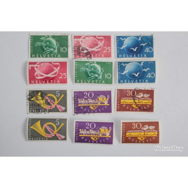 Timbres Suisse anniversaire des postes et UPU 1949