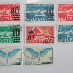 Timbres Suisse poste aérienne surchargé 1935-1938
