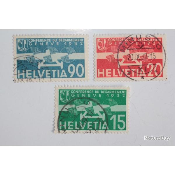 Timbres Suisse poste a�rienne comm�moration conf�rence d�sarmement 1932