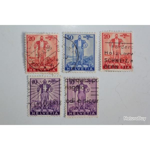 Timbres Suisse sp�ciaux Pro Patria 1936 oblit�r�