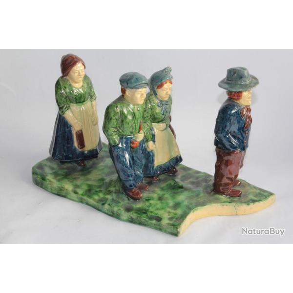 Alfons NOSEDA Groupe personnages terre cuite verniss�e Belgique