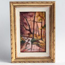 Tableau en &eacute;maux de Limoges Sous-bois