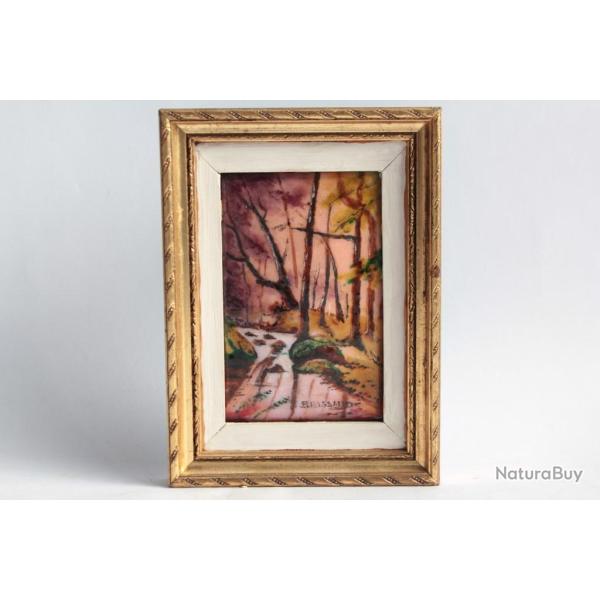 Tableau en �maux de Limoges Sous-bois