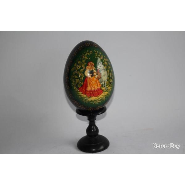 OEuf en bois laqu� Russe Conte Chaperon rouge Loup