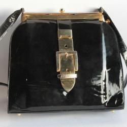 Sac à main Jean-Claude JITROIS cuir vernis noir vintage