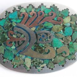 Broche Pendentif argent cuivre laiton Azurite Malachite Mexico