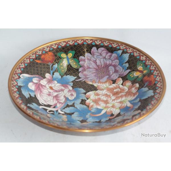 Grande coupe �maux cloisonn� Chrysanth�mes Chine