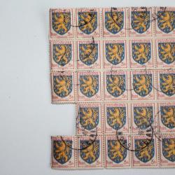 Timbres France quart de planche blason n°903 1951 oblitéré