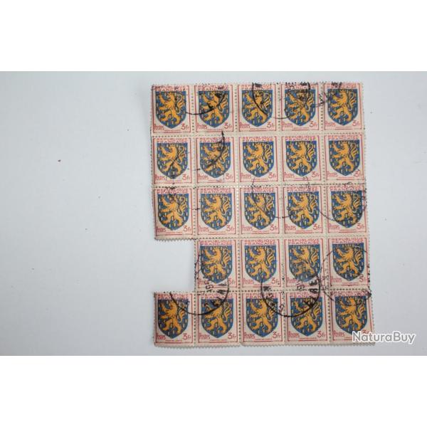 Timbres France quart de planche blason n�903 1951 oblit�r�