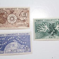 Timbres Turquie anniversaire traité atlantique nord 1954 neuf