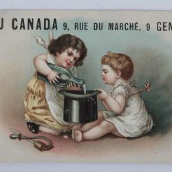 Chromo publicitaire Chapeaux Au Canada Genève Suisse