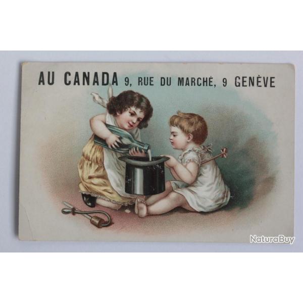 Chromo publicitaire Chapeaux Au Canada Gen�ve Suisse