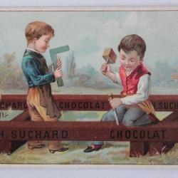 Chromo publicitaire Chocolat Ph. Suchard Menuisier Neuchâtel Suisse