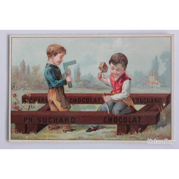 Chromo publicitaire Chocolat Ph. Suchard Menuisier Neuch�tel Suisse