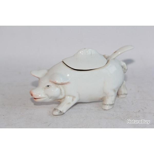 Moutardier figuratif Cochon porcelaine