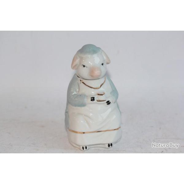 Moutardier figuratif Cochon buvant le th� porcelaine
