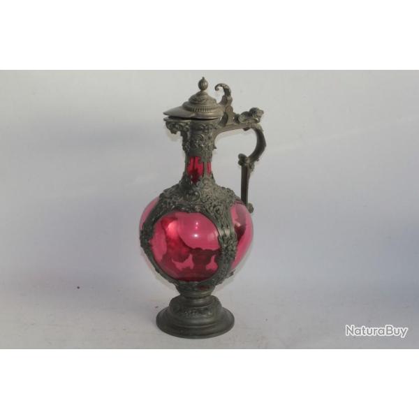 Aigui�re verre rouge �tain style Renaissance XIXe si�cle