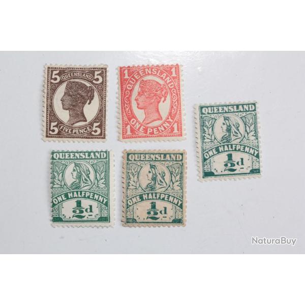 Timbres Colonie anglaise Queensland Victoria s�rie 1907-1910
