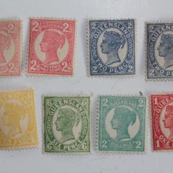 Timbres Colonie anglaise Queensland Victoria s&eacute;rie 1897-1900