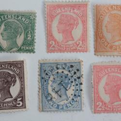 Timbres Colonie anglaise Queensland Victoria s&eacute;rie 1895-96