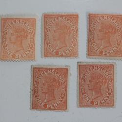 Timbres Colonie anglaise Queensland Victoria one penny 1895
