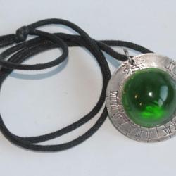 Pendentif Cadran solaire argent Saturne vert Carpe Diem artissime