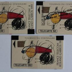 T&eacute;l&eacute;cartes &agrave; puce France Roland Garros NSB 1991 F152 F152A F153