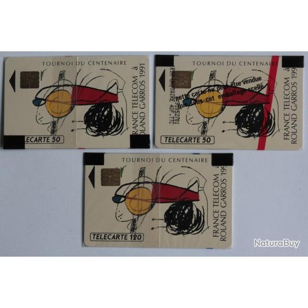 T�l�cartes � puce France Roland Garros NSB 1991 F152 F152A F153