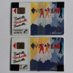 T&eacute;l&eacute;cartes &agrave; puce France Fromanger Bastille 50U et 120U NSB 1989