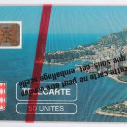 T&eacute;l&eacute;carte &agrave; puce Monaco MF1 Rocher de Monaco fl&egrave;che blanche NSB 1989