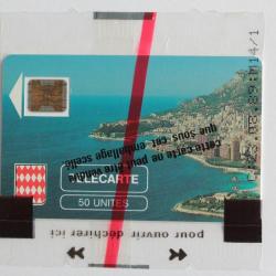 T&eacute;l&eacute;carte &agrave; puce Monaco MF1 Rocher de Monaco fl&egrave;che blanche NSB 1989