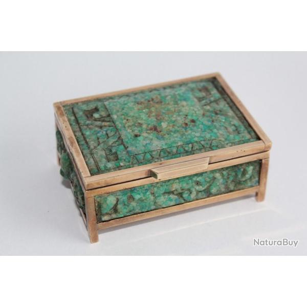 Boite � bijoux Sud Am�ricaine Azt�que r�sine et laiton