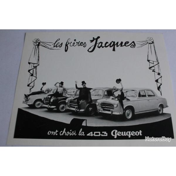 Publicit� Les fr�res Jacques ont choisi la 403 Peugeot Automobile