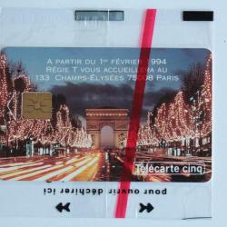 T&eacute;l&eacute;carte &agrave; puce France Cinq Unit&eacute;s Arc de Triomphe 1994 NSB