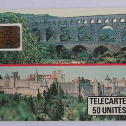 T&eacute;l&eacute;carte &agrave; puce France Interne Pont du Gard Cit&eacute; de Carcassonne 1988