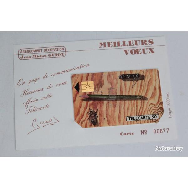 T�l�carte � puce France Priv�e Guiot d�coration + encart 1989