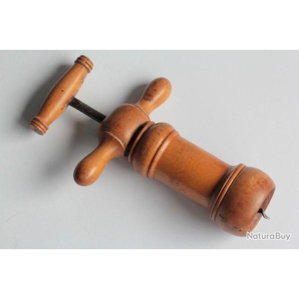 Ancien tire-bouchon Cloche bois
