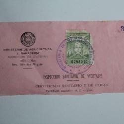 Timbre Paraguay numéroté cachet ministère de l'agriculture 1962