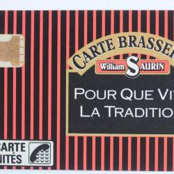 T&eacute;l&eacute;carte &agrave; puce France Priv&eacute;e William Saurin 1 Carte Brasserie 1988