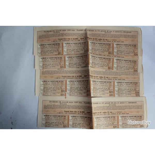 Lot 5 haut de planche avec 4 coupon Russe 1921/1922