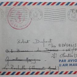 Enveloppe France Tunisie Marine nationale Le vaguemestre 1961