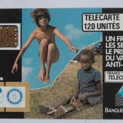 T&eacute;l&eacute;carte &agrave; puce France Polio + 120U SC3 1988