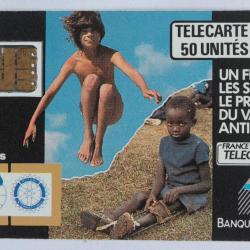 T&eacute;l&eacute;carte &agrave; puce France Polio + 50U SC3 1988